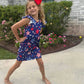 Patriotic Girls Dress with Star Graphics and Ruffle Sleeves