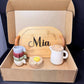 Personalized Kids’ Wooden Tea Set – 14-Piece Pretend Play Set with Engraved Bamboo Tray – Montessori-Inspired Toy for Toddlers & Children