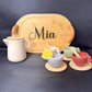 Personalized Kids’ Wooden Tea Set – 14-Piece Pretend Play Set with Engraved Bamboo Tray – Montessori-Inspired Toy for Toddlers & Children