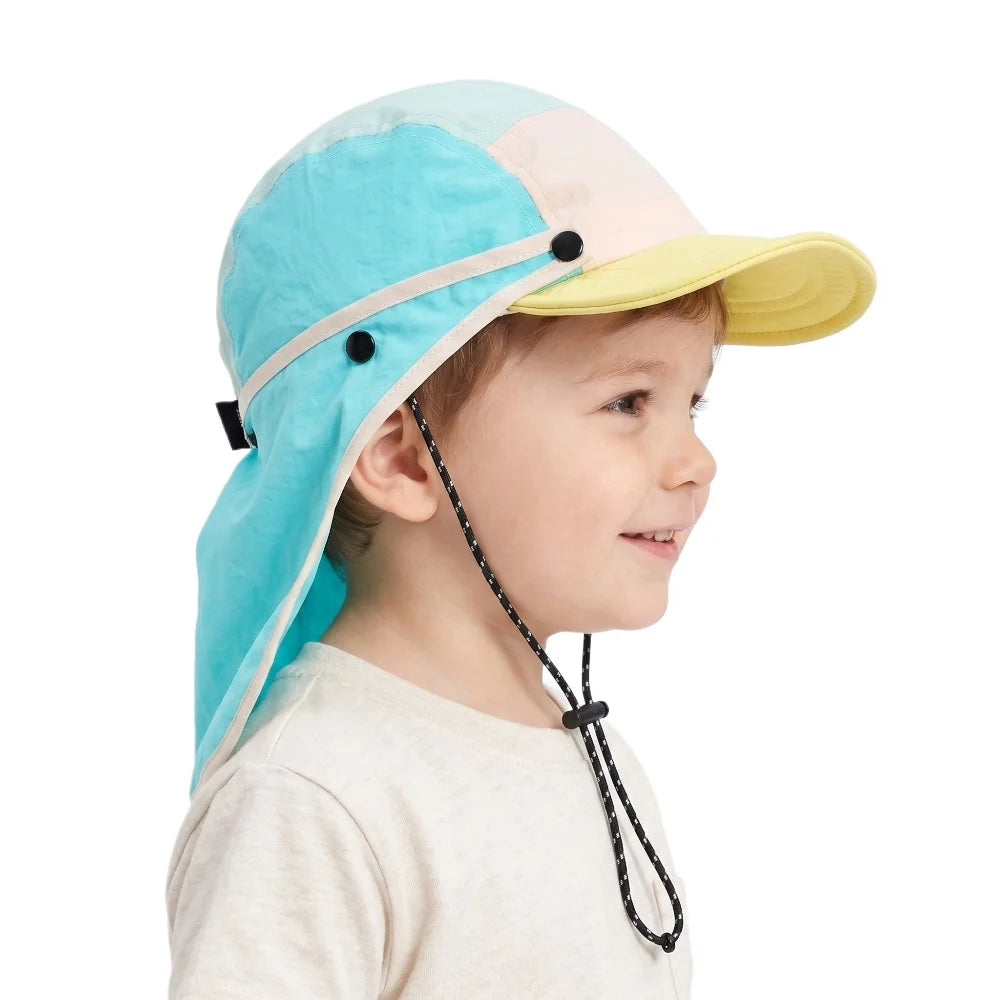 New Summer Toddler Sun Hat with Shawl Soft Brim Baby Sun Hat Outdoor Activities Cap for 3-8Y Boys Girls Beach UV Protection Hat