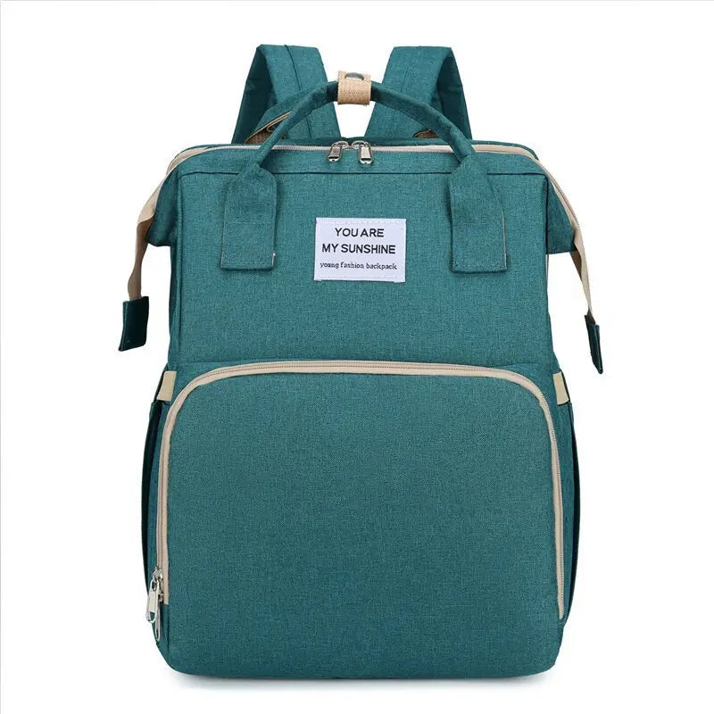 Fashionable Folding Baby Crib Mother and Baby Bag Large Capacity Hand-held Bottle Diaper Backpack Mother and Mommy Bag
