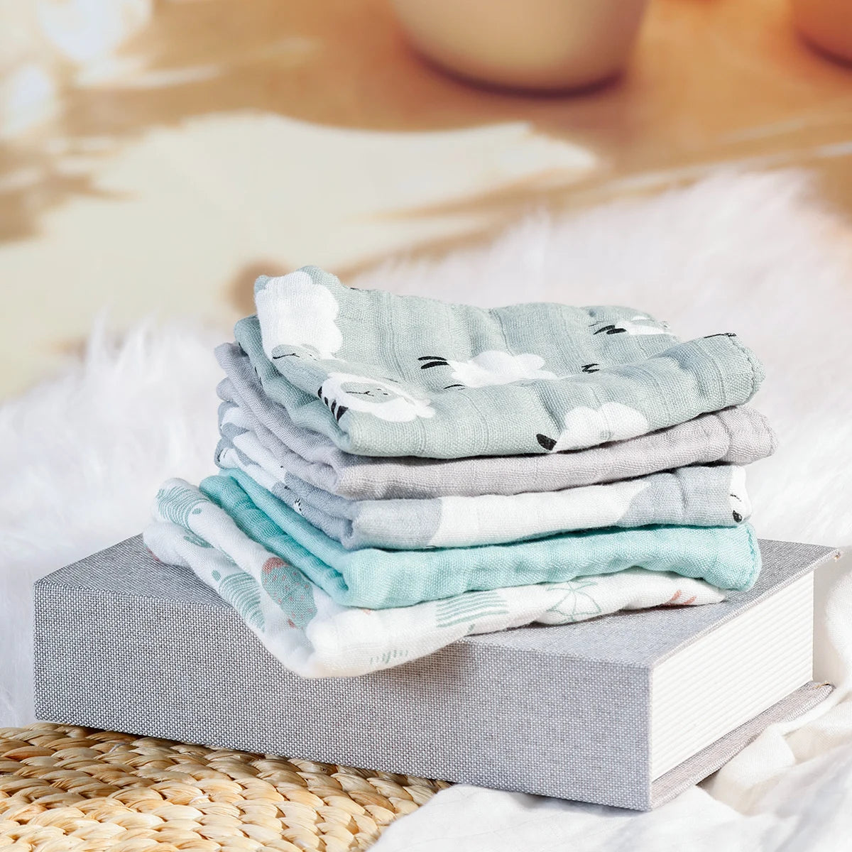 Kangobaby #My Soft Life# New 5pcs Pack Bamboo Cotton Breathable Baby Muslin Towel Newborn Burp Cloth