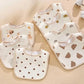 7pcs Cotton Baby Bibs Waterproof Burp Cloths Newborn Saliva Towel Cartoon Print Babies Accessories Baby Feeding Bib Items