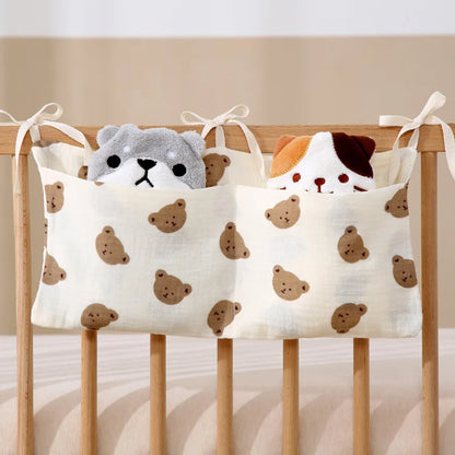 Baby Crib Organizer Cot Caddy Bed Storage Bag 2 Pockets Bedside Hanging Diaper Nursery Toys Bag Diapers Stroller Organize