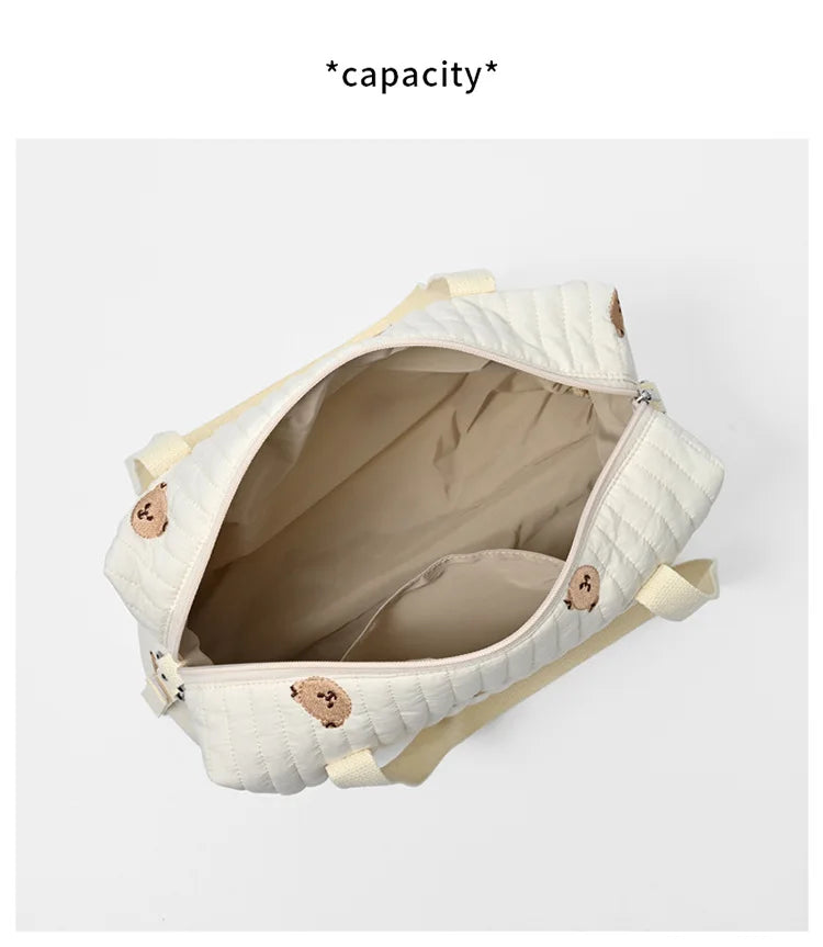 New Newborn Baby Care Diaper Bag Mommy Maternity Shoulder Bag Embroidery Quilted Stroller Diaper Storage Organizer Large Handbag