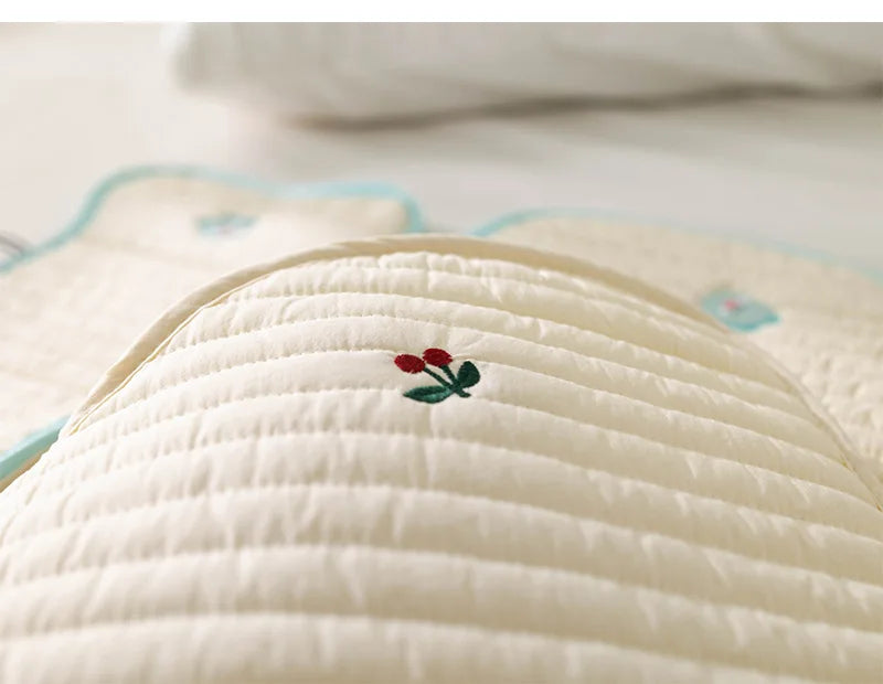 Baby Stroller Seat Cushion Pad Bear Bunny Embroidery All Seasons Cotton Breathable Cart Mattress Infant Newborn Pram Accessories