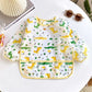 Baby's Soft Bib Kid Cute Cartoon Long Sleeves Adjustable Feeding Cloth For Boys Girls Painting Smock Toddlers Meal Eating Apron