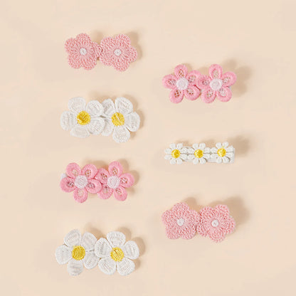 7pcs New Hot Selling Love Small Flower Combination Hairpin Cute Little Baby With Bangs Small Barrettes Girl's Sweet Hair Clip