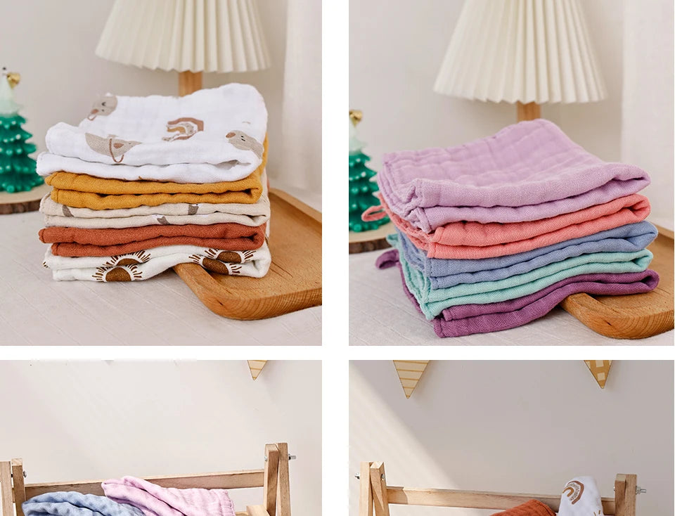 Kangobaby #My Soft Life# New 5pcs Pack Bamboo Cotton Breathable Baby Muslin Towel Newborn Burp Cloth