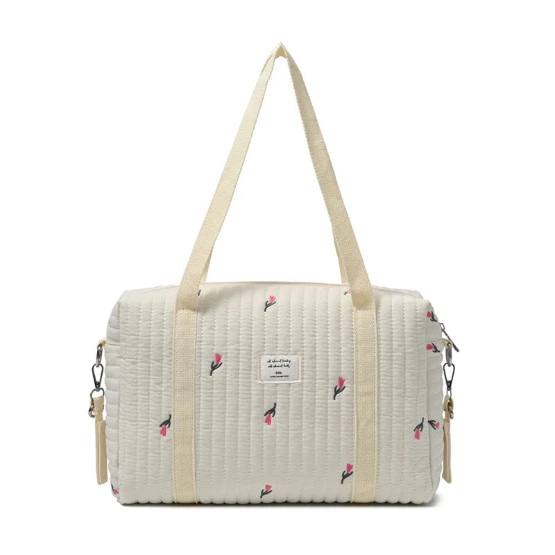 New Newborn Baby Care Diaper Bag Mommy Maternity Shoulder Bag Embroidery Quilted Stroller Diaper Storage Organizer Large Handbag
