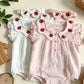 0-2Y 2026 Summer Baby Girls BodySuit Cotton Strawberry Gauze Infant Romper and Headband Cute and Soft Toddler Jumpsuit