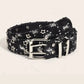 1PC New Fashion Luxury Belt Black Punk Accessories Blue Denim Girdle HipHop Y2k Star Hollowed Pin Buckle Waistband，For Men Women