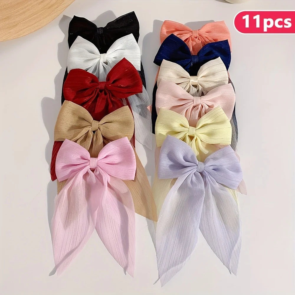 11 pieces of sweet bow hairpins that do not hurt hair, cute and versatile