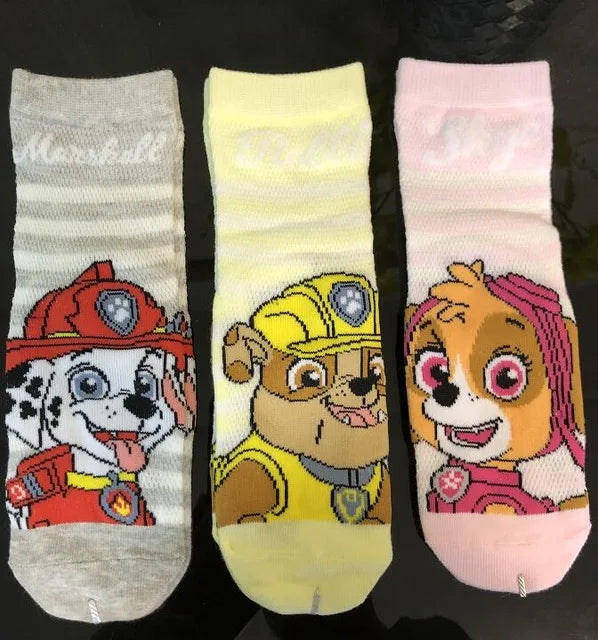 100% Genuine Paw Patrol 3Pairs Baby Spring Autumn Summer Knitted Socks Skye Everest Liberty Chase Marshall Rubble Rocky Age 3-7T