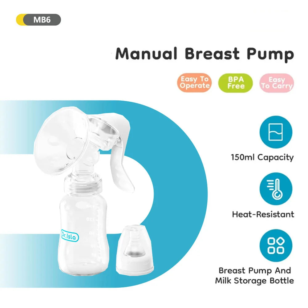 Manual Breast Pump Baby Bottle 2-in-1 Milk Extractor & Storage Bottle Soft Silicone Massage BPA-Free for Nursing Mom MB6