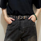 1PC New Fashion Luxury Belt Black Punk Accessories Blue Denim Girdle HipHop Y2k Star Hollowed Pin Buckle Waistband，For Men Women