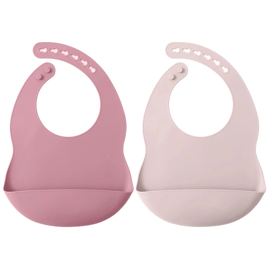 2PCS Toddler Silicone Breastplate Baby Bib Waterproof Solid Color Infant Bibs Newborn Feeding Burp Cloth Drooling Scarf
