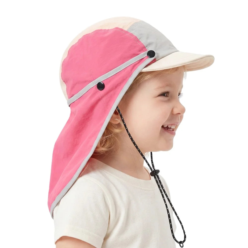 New Summer Toddler Sun Hat with Shawl Soft Brim Baby Sun Hat Outdoor Activities Cap for 3-8Y Boys Girls Beach UV Protection Hat