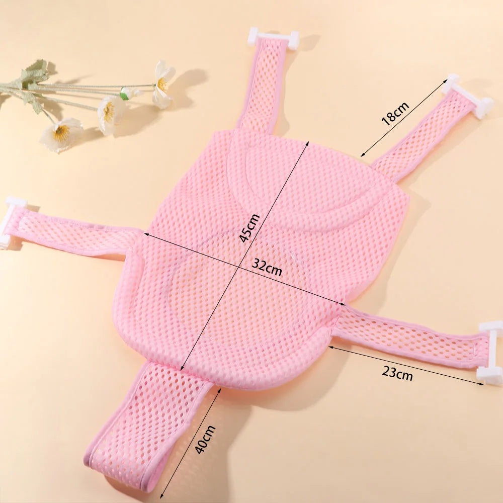 Comfortable Adjustable Baby Bathing Net Anti-slip Infant Bathtub Support Net Cross-shaped Newborn Shower Pillow Mat Baby Care