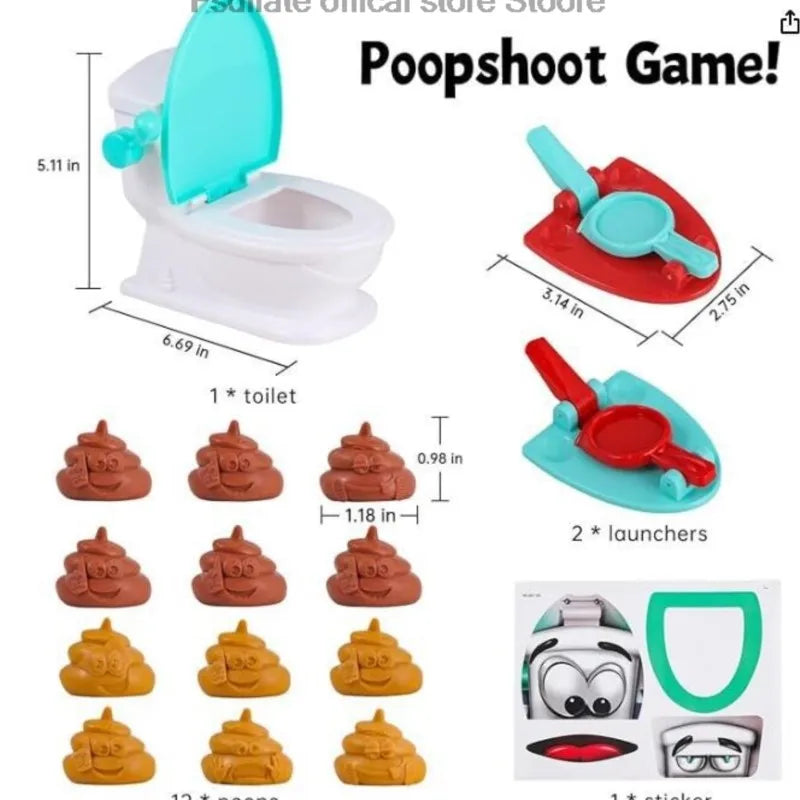 1Set Funny Poop Toilet Game Shooting Toys Prank Catapult Toys Interactive Tabletop Game Party Birthday Gift For Kids Adults 2024