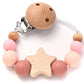 New Baby Pacifier Chain Clips Wood Pentagram Teether Silicone Round Beads Teething Chain For Care Soother Chew Toys Shower Gift