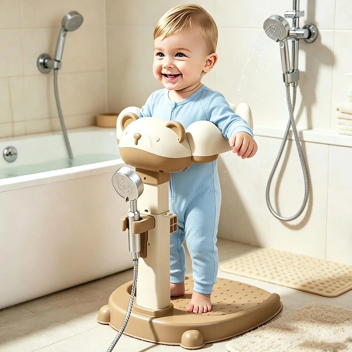 Baby Standing Shower Stand Adjustable Children's Bath Device Household Non-Slip Children's Bath Stand Baby Bath Stand Support