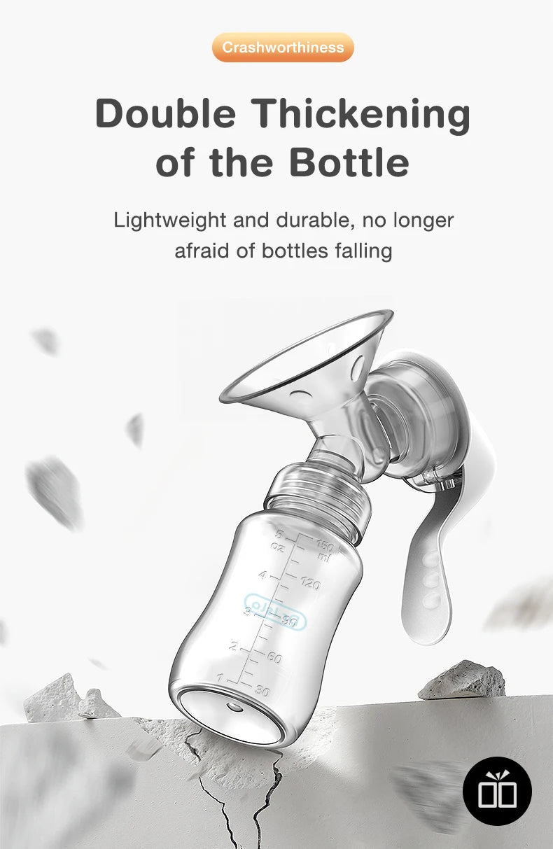 Manual Breast Pump Baby Bottle 2-in-1 Milk Extractor & Storage Bottle Soft Silicone Massage BPA-Free for Nursing Mom MB6