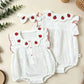 0-2Y 2026 Summer Baby Girls BodySuit Cotton Strawberry Gauze Infant Romper and Headband Cute and Soft Toddler Jumpsuit