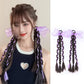 1PC Colorful Bow Wig Braids Hair Rings Ponytail Sweet Cool Twist Long Braids Hair Tie For Girls Women