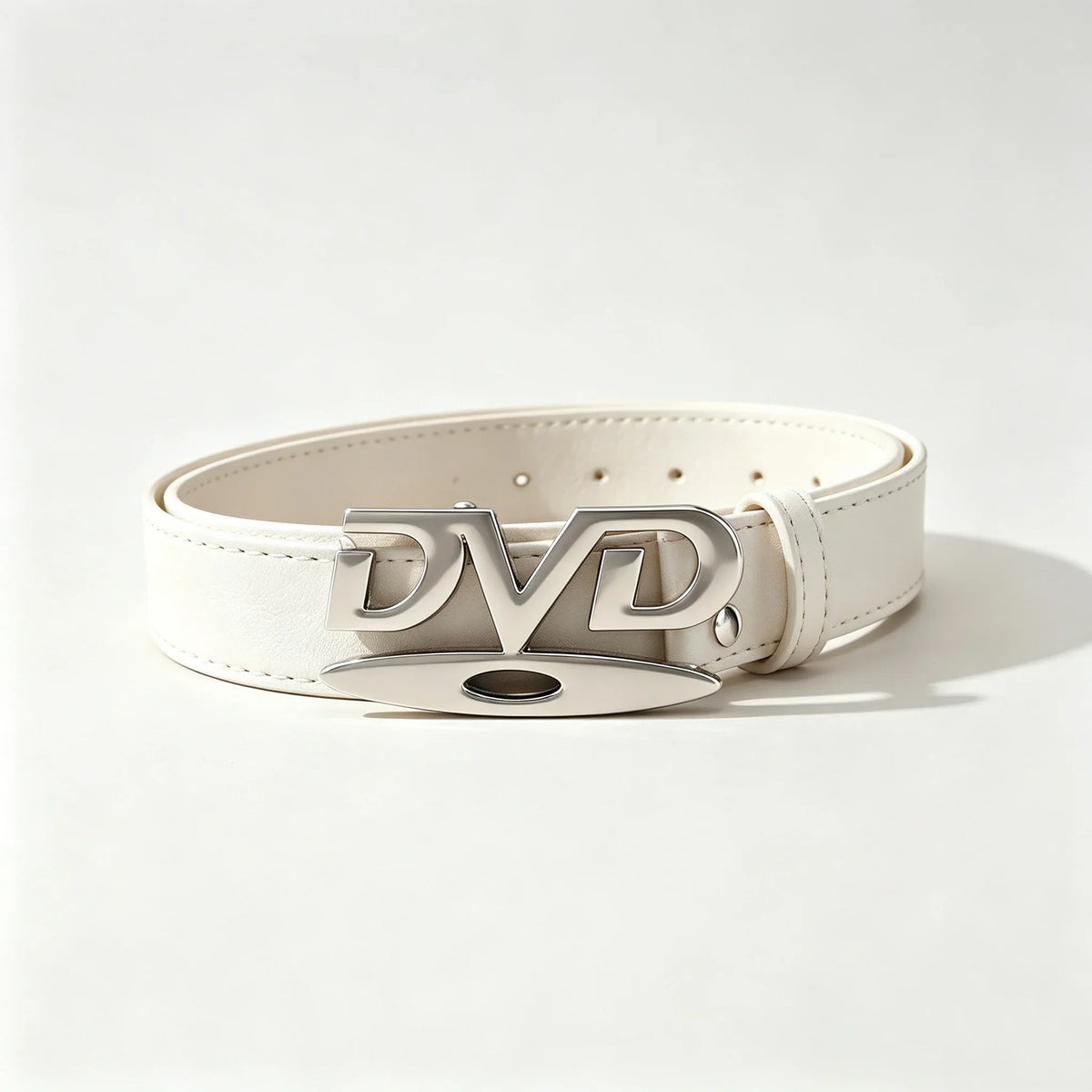 Men Women Unisex Decorative Belt with DVD Shape Buckle, Retro Nostalgic Waist Strap, Versatile Black White Belt for Jeans Outfit