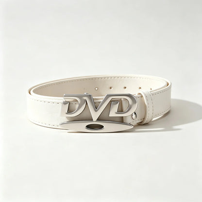 Men Women Unisex Decorative Belt with DVD Shape Buckle, Retro Nostalgic Waist Strap, Versatile Black White Belt for Jeans Outfit