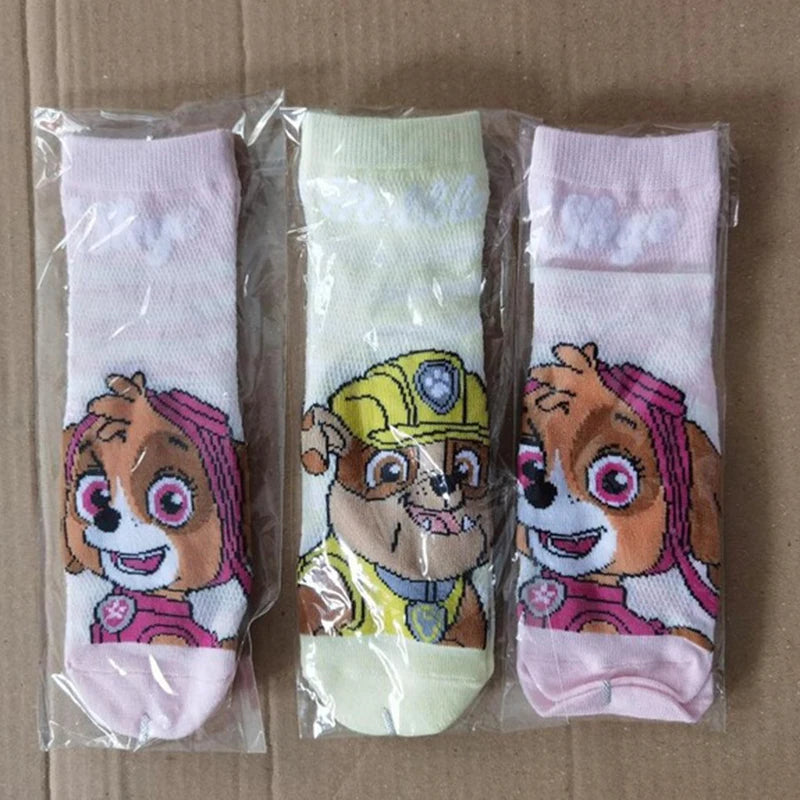 100% Genuine Paw Patrol 3Pairs Baby Spring Autumn Summer Knitted Socks Skye Everest Liberty Chase Marshall Rubble Rocky Age 3-7T