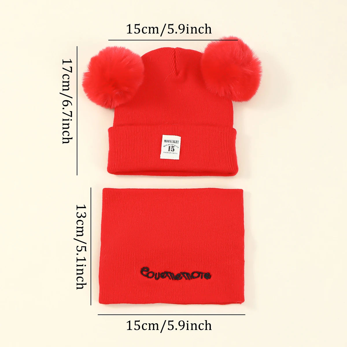 2pcs Winter Baby Hat Scarf Set Toddler Girl Boy Cap Knitted Beanie Fur Ball Cartoon Bear Snow Outfit Infant Accessories