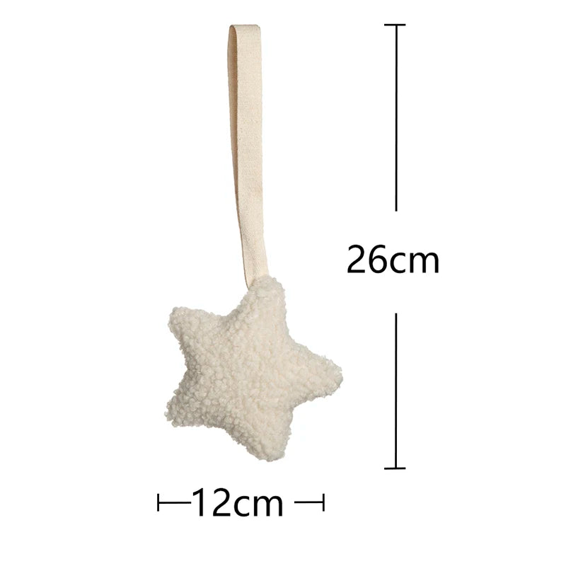 Baby Pacifier Chain Sherpa Moon Star Heart Plush Pendant Newborn Dummy Holder Nipple Clip Nursery Infant Comforter
