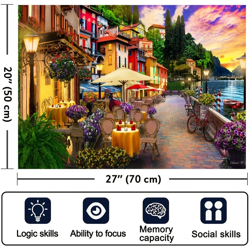 1000 Adult Landscape Colored Puzzles, Lakeside Promenade, Christmas, New Year, Valentine's Day, Birthdays, Parties, Father's D