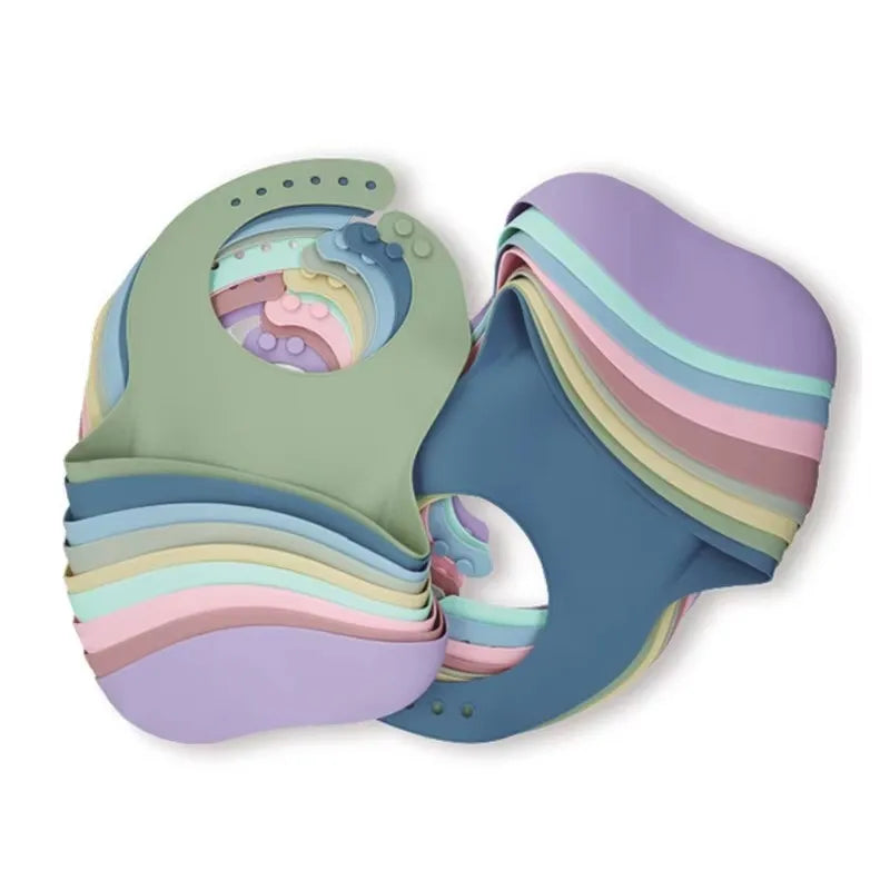 3D Waterproof Baby Bib - Cute Cartoon Animal Print Adjustable Children's Bibs for Girls & Boys, Silicone Feeding Apron with Deep