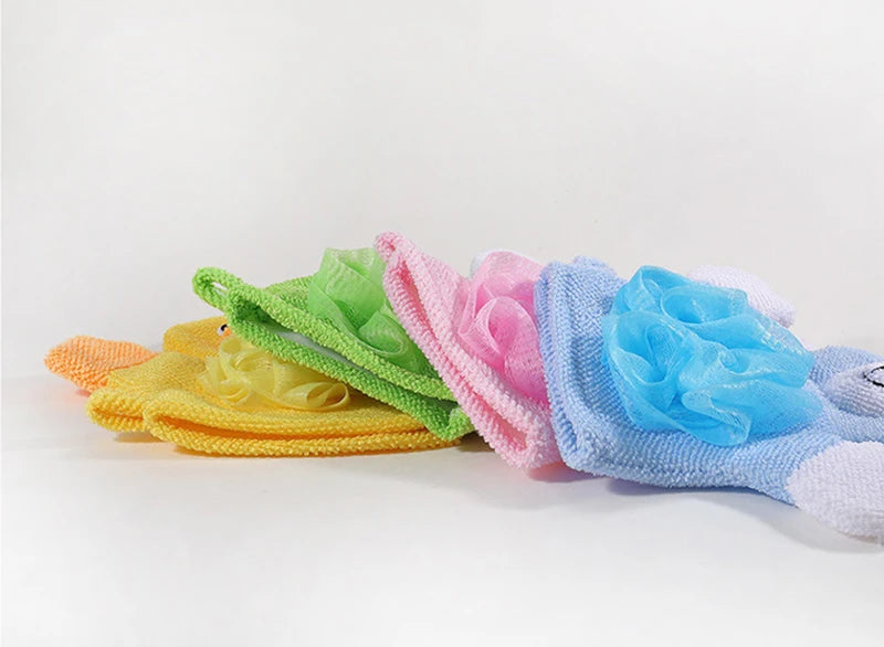 Cartoon Baby Bath Brushes Shower Wash Cloth Towels Soft Fabric Strong Water Absorption Cute Animals Style Kids Care Accessories