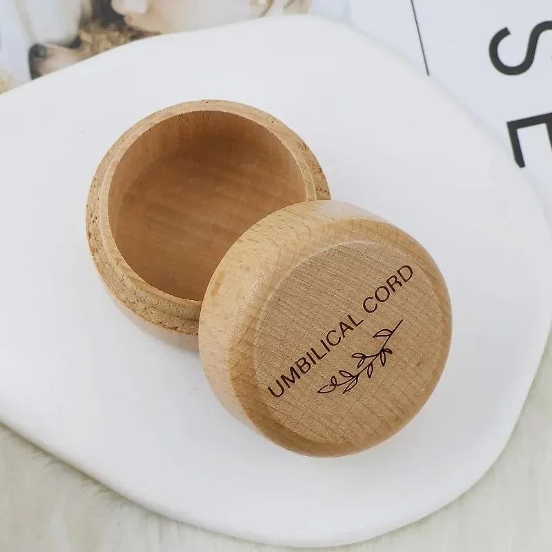 Wooden Baby Umbilical Cord Box Small Sealed Keepsake Organizer Newborn Storage Case Baby Shower Present for Boys Girls