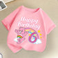 Care Bears Birthday Number T-shirt Children Tee Top Round Collar Clothing Kawaii Girls Short Sleeve Kids Cartoon Clothes Gift
