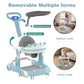 4 in 1 Baby Walker Toddler Baby Push Walker with Sunshade, Removable Feeding Tray and Music Tray Foldable Walker