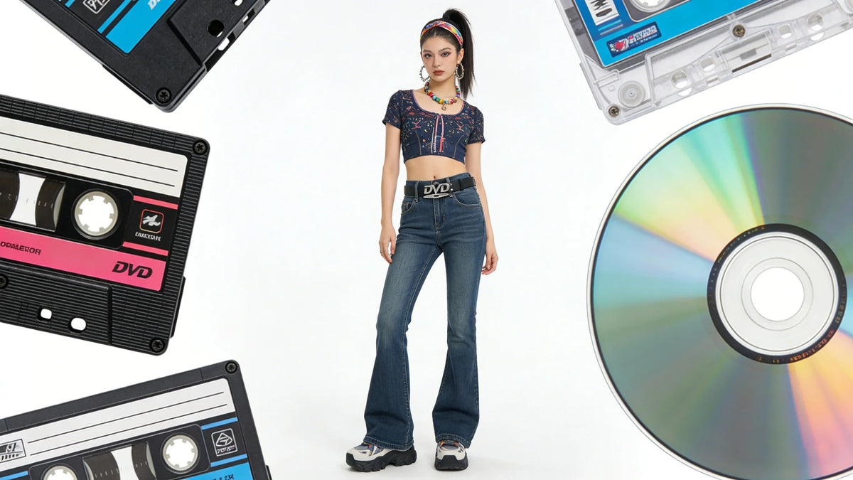Unisex Nostalgic DVD Buckle Belt Versatile Black White Decorative Waist Straps Belt for Men Women Jeans Matching Gift for Her