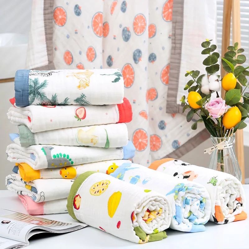 Baby bath towel newborn super soft cotton gauze 6-layer cotton class A large-size baby and children's bath wrap