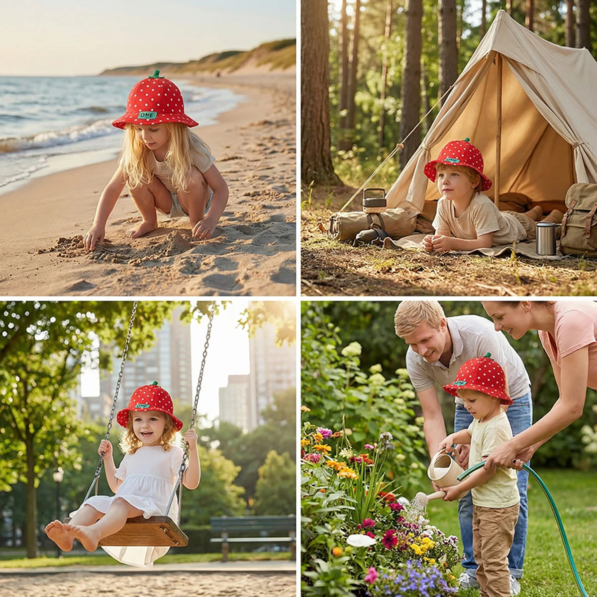 Cartoon Fruit Baby Bucket Hat Cute Strawberry Red Cap for Toddler Kids Boy Girl Summer Ruffle Wide Brim Sun Hats
