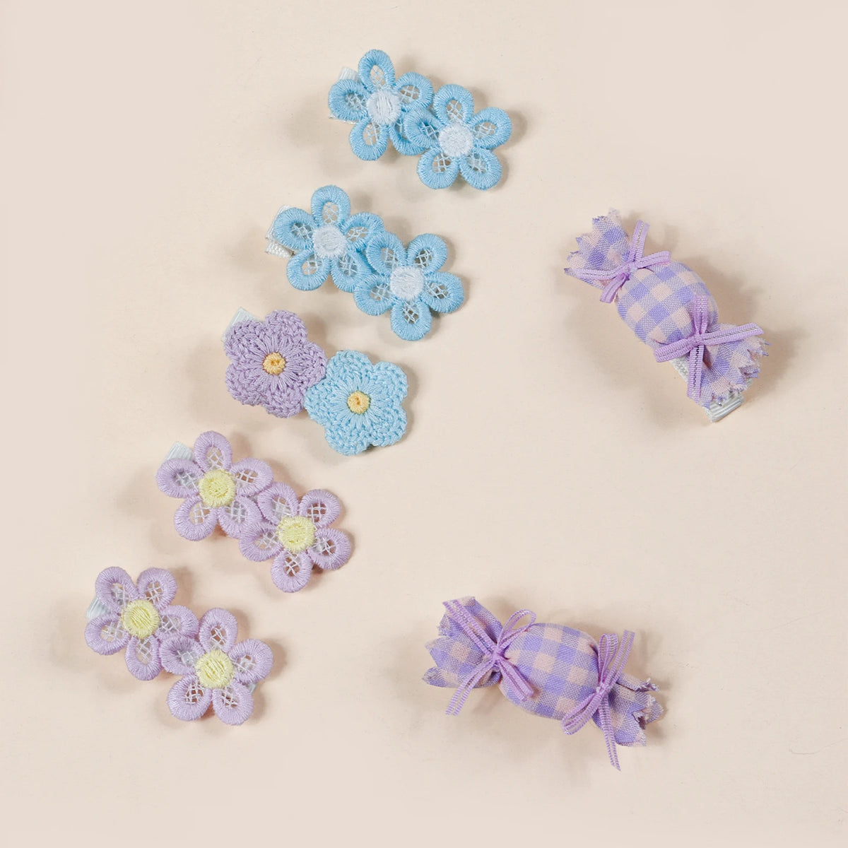 7pcs New Hot Selling Love Small Flower Combination Hairpin Cute Little Baby With Bangs Small Barrettes Girl's Sweet Hair Clip