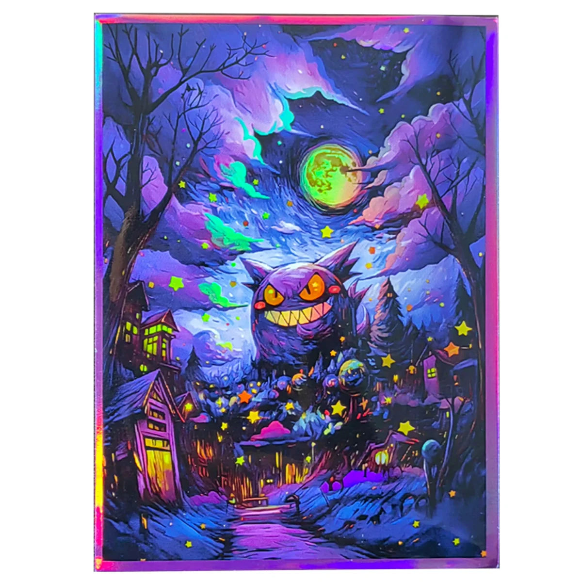 60PCS 66x91mm Pokemon Gengar Holographic Card Sleeves Standard Size Trading Card Protectors For PTCG/PKM Collectors Gifts