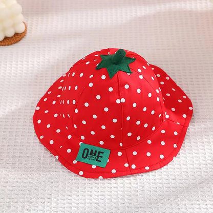 Cartoon Fruit Baby Bucket Hat Cute Strawberry Red Cap for Toddler Kids Boy Girl Summer Ruffle Wide Brim Sun Hats