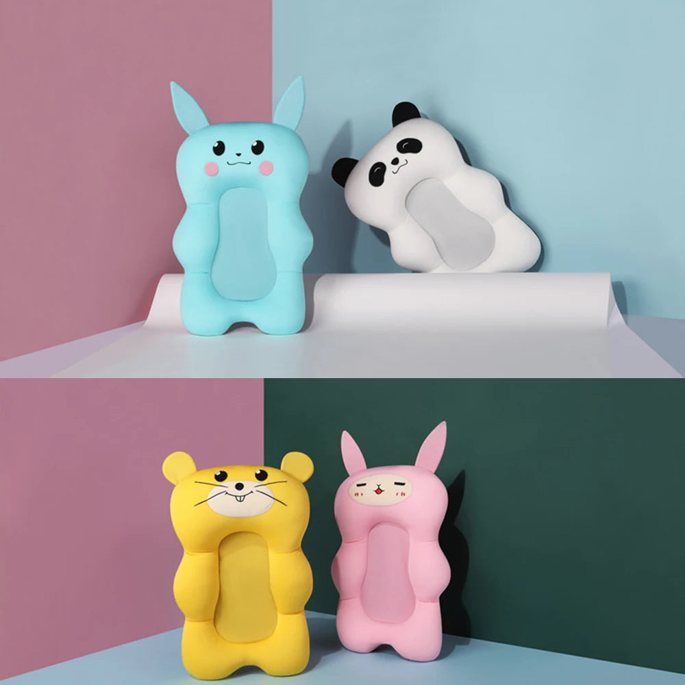 Baby Shower Mat Bath Tub Pad Non-Slip Bathtub Seat Support Mat Newborn Safety Security Bath Support Cushion Foldable Soft Pillow