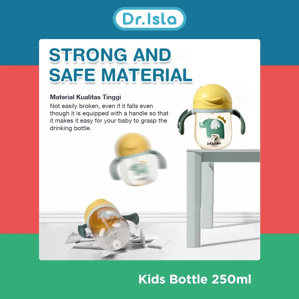 Baby Water Cups 250ML Baby Learning Drinking Cup with Double Handle Flip Lid Leakproof Infants Water Cups Bottle BPA Free
