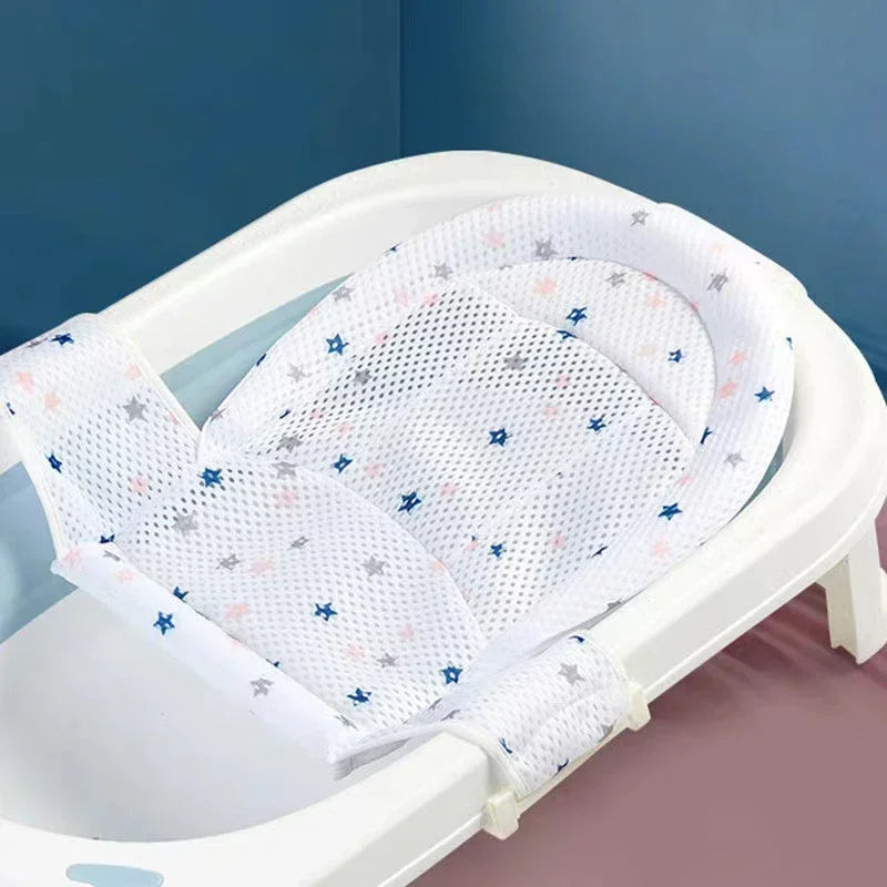 Baby Bath Net Mat Bathtub Cross-shaped Newborn Adjustable Bathtub Pillow Seat Cushion Anti-slip Shower Cradle Bed Seat