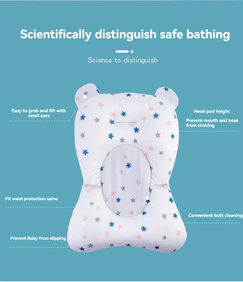 Foldable Baby Bath Tub with Bath Mat Newborn Support Seat Cushion Adjustable Bathtub Shower Mat Baby Bath Tub